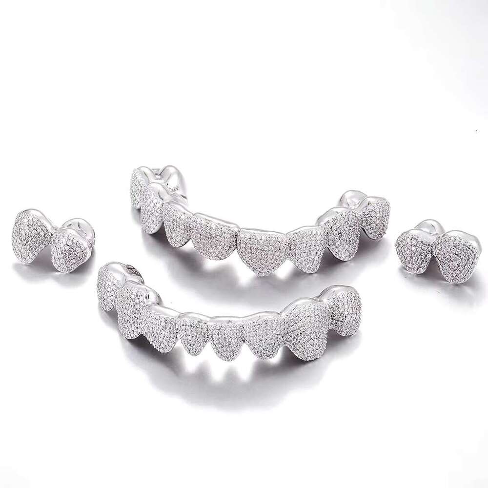 Custom 10k 14K Gold Iced Out VVS Moissanite Grillz Dia for Dentures False Teeth