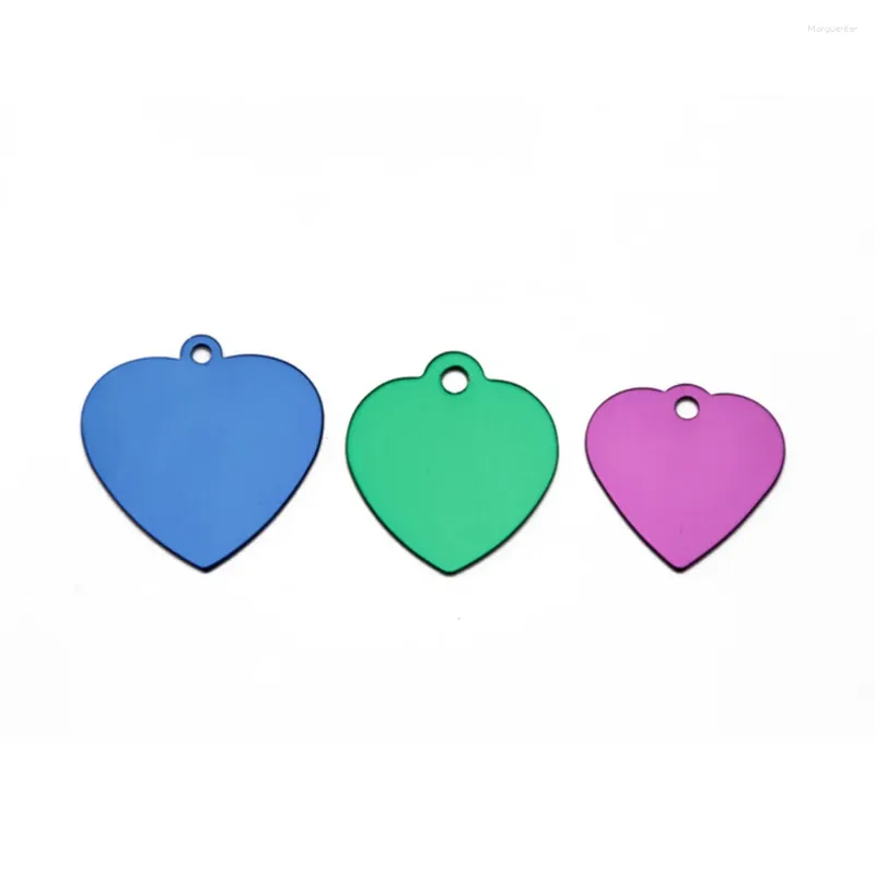 Dog Tag 50 Pcs/Lot Pet ID Tags Colorful Heart Shape Anodized Aluminum Stamping Blanks Discs For Craft Pendant