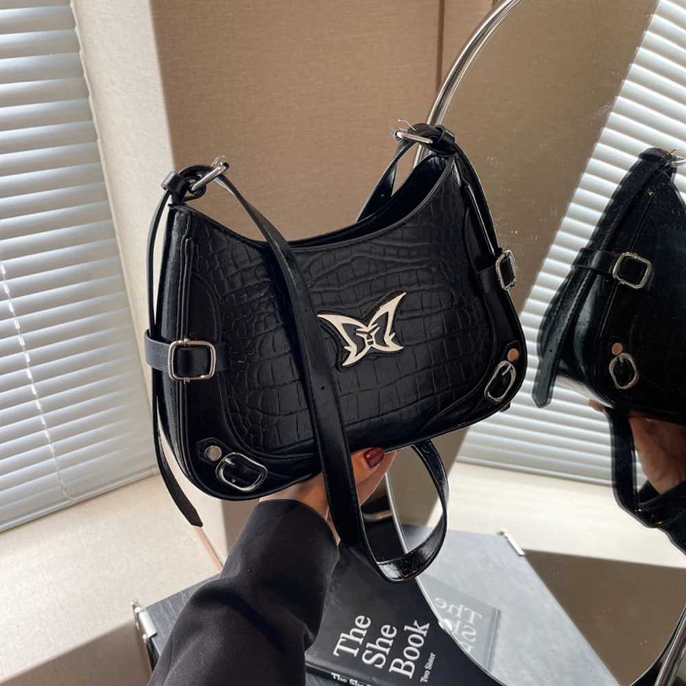 Y2k Women Shoulder Bag Butterfly Crossbody Bag Vintage Fashion Red Handbag Purse PU Leather Messenger Harajuku Ladies Armpit Bag Y250218