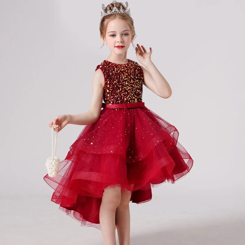 style Summer Sequin Lace Tuxedo Wedding Dress for girls 3-13 years old Sleeveless fluffy Mesh gauze Doveark 250220