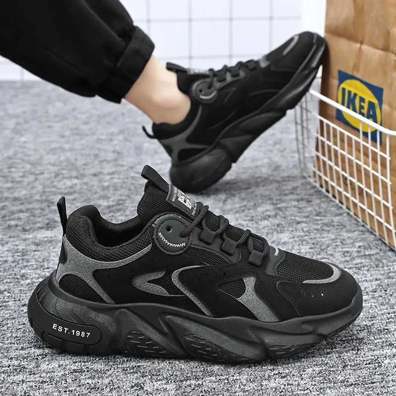 Spring Fashion Men Air-cushion Running Shoes 2024 New Breathable Elastici Sneakers Old Dad Shoe Outdoor No-slip Training Shoes Z250319