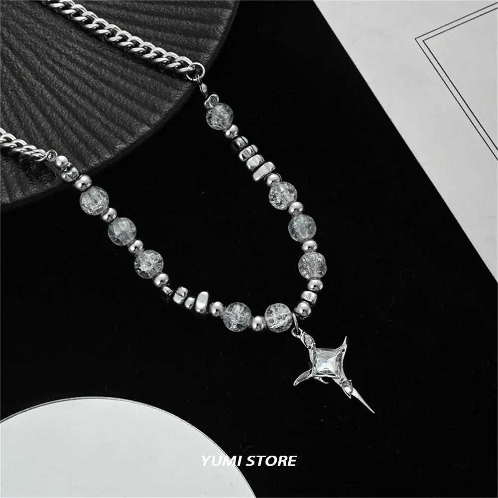 Hip Hop Imitation Pearl Cross Necklace For Men Women Trend Titanium Steel Collar Chain Kpop Pendant Jewelry Unisex AccoriesXJ250219