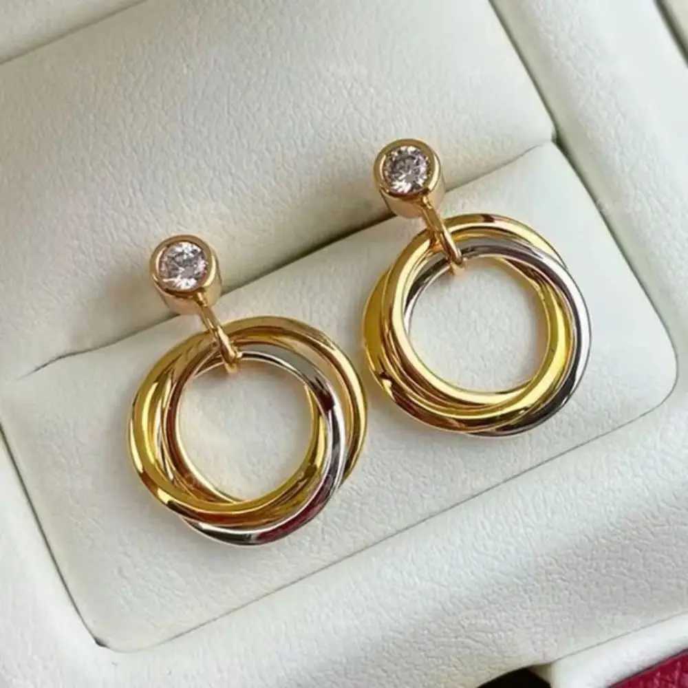 Stud 925 silver three ring earrings for womens fashion womens jewelry party gifts popular new products from Zhihu J250217 1VP41