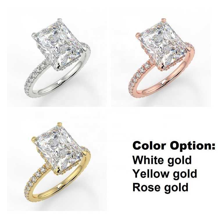 New 925 Sterling Silver 2.5cts 18K Gold Stone Ladies Engagement Wedding Ring Set Custom Women Diamond Jewelry Moissanite Ring