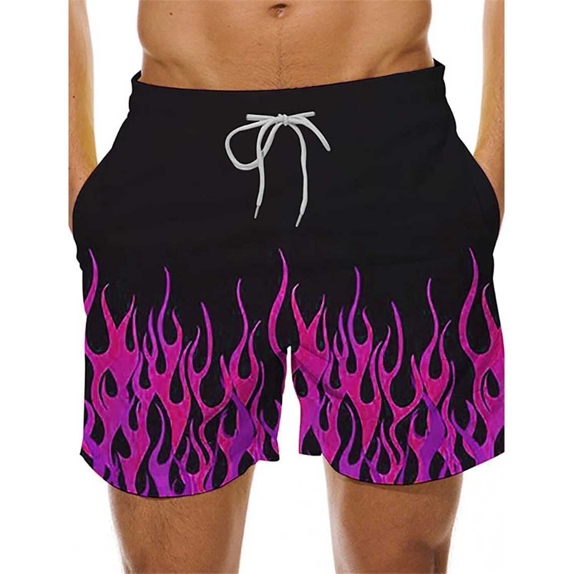 Summer eTHnic style beach shorts color flame 3D Printing mens holiday luggage casual board shorts swimsuit mens cloTHing X250220