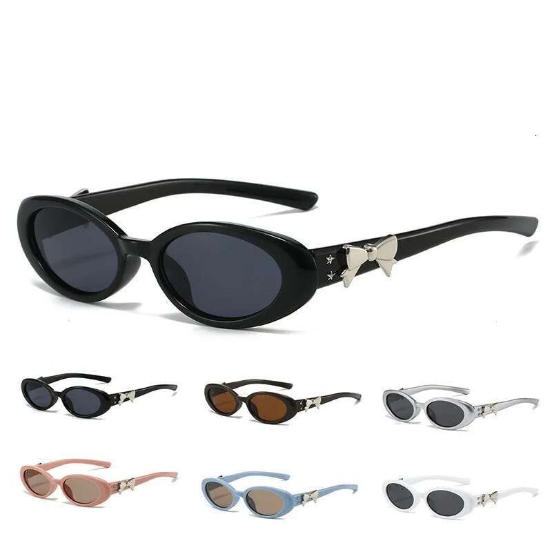 Ddmyshoesvip Retro Bow Sunglasses Women Fashion Small Oval Frame Sun Brand Designer Glasses Outdoor Leisure UV Eyewear