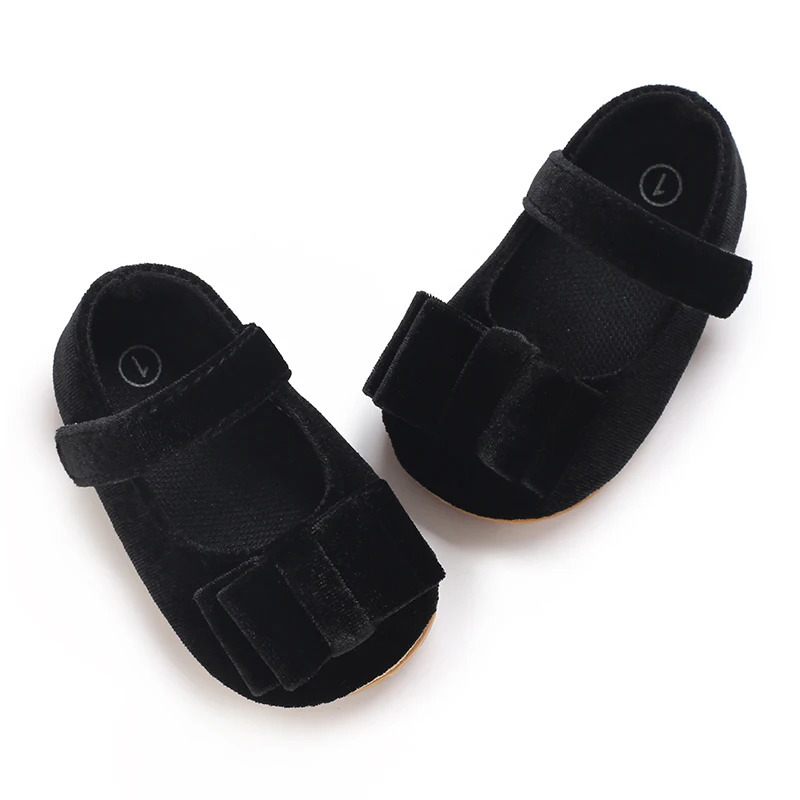 Fashionable Bow Girl Shoes born Plush Comfortable Soft Rubber Sole Anti slip Walking Shoes 0-1 Years Old 250219