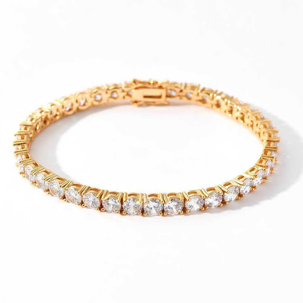 Charm Bracelets Tennis chain Zircon Bracelet trendy hip hop copper plated 18K Gold Mens bracelet Jewelry H25220 2 08Q5