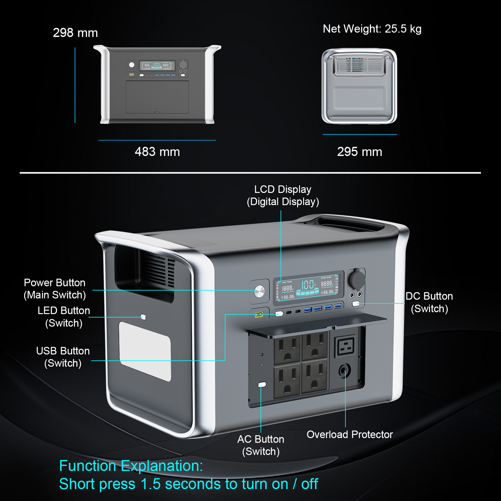 2400W 110V Camping Portable Power Station PowerBank Solar Generator 2600W 220V Lifepo4 Battery Storage RV Backup Energy System