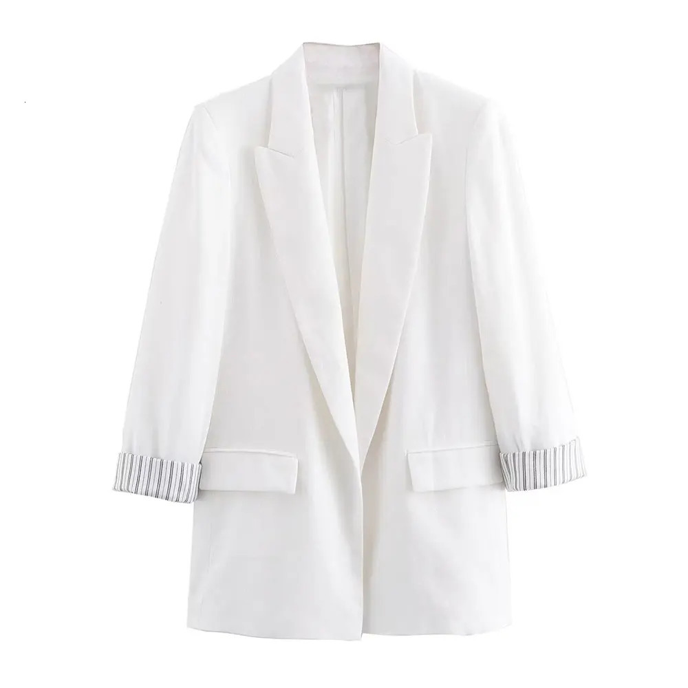 DUOPERI Women Fashion Solid Blazer Notched Collar Long Roll up Sleeves Female Chic Office Lady Business Outfits 250213