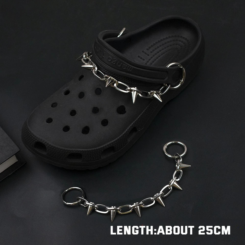 1Pcs Hiphop Metal Sneaker Decoration Punk Fashion Hightop Canvas Shoe Chain Dark Style Pin Men Women Slipper Sandal Accessorie 250219