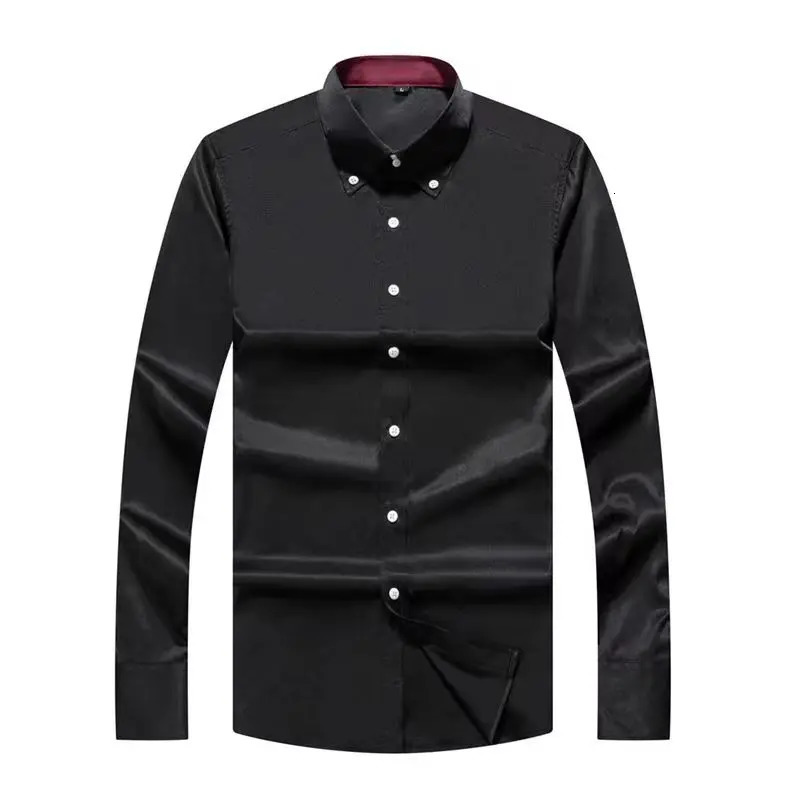 Mens Dress Shirt Buttondown Collar Korean Fashion Male Formal Business Slim Fit Casual Long Sleeve White Shirts Autumn 250220