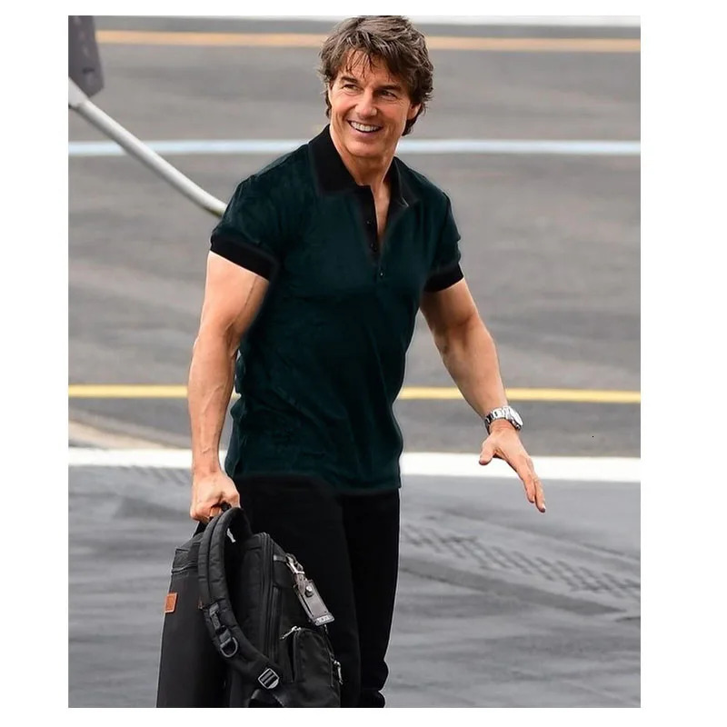 Mulberry Silk Velvet Summer Mens Short Sleeve T-shirt Dark Green POLO Shirt Temperament Simple Top Luster Silky Light 250220