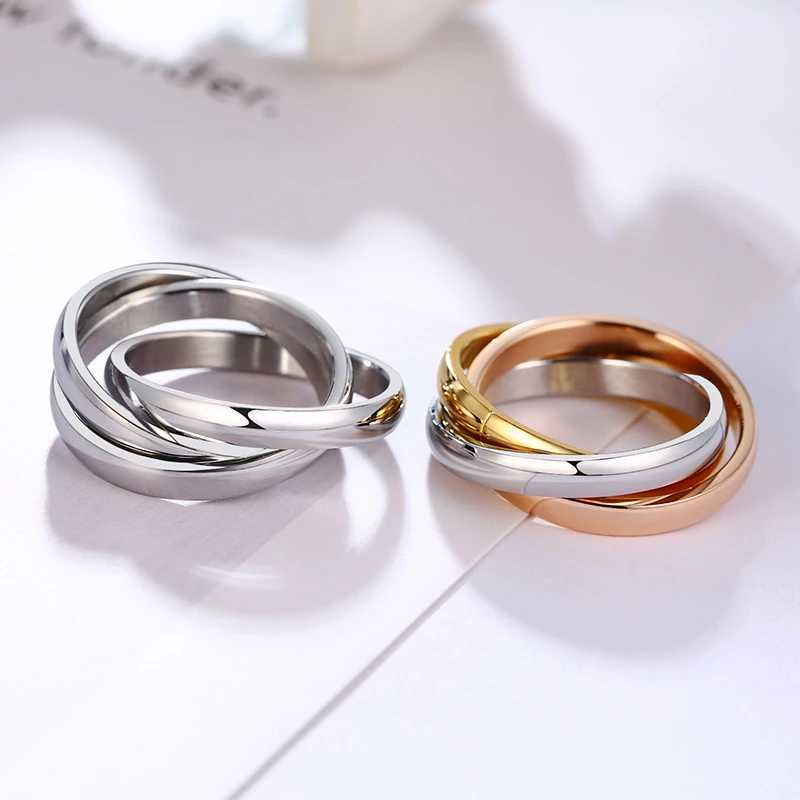 Vnox Classic 3 Rounds Ring Sets Wen Stainless Steel Wedding Engagement Five Finger Jewelry X250220