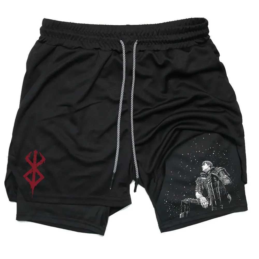 Anime Berserk Performance Shorts Men 2 In 1 Running QuiCK-Drying GYM Short Pants Workout Sportswear Basketball Shorts X250220