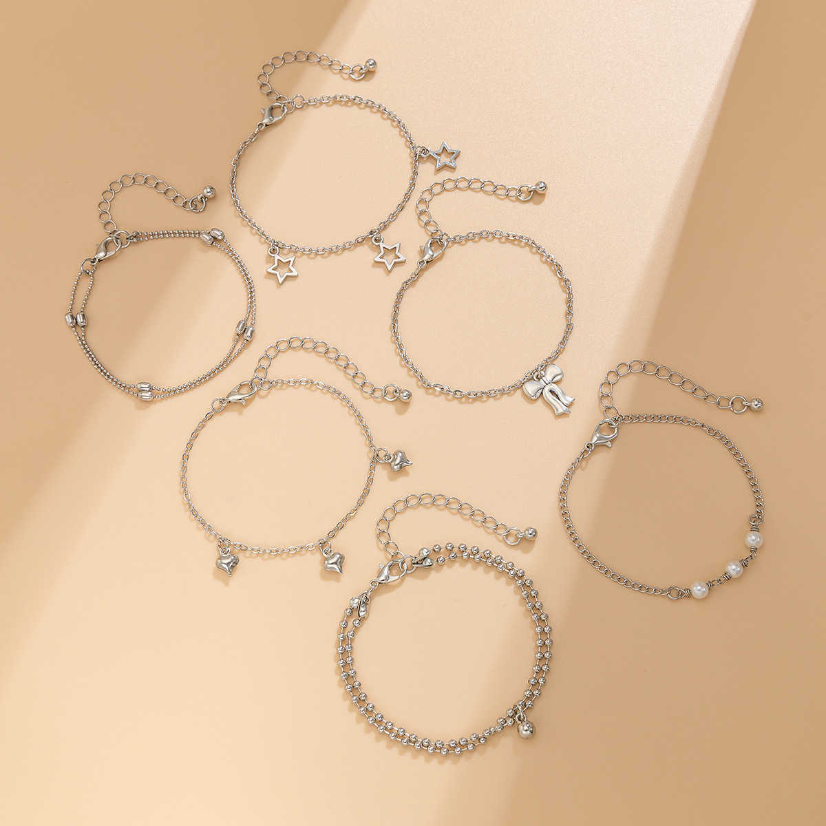 Charm Bracelets Jewelry fashion butterfly combined with gold bracelet simple pearl irregular Brelet set H25220