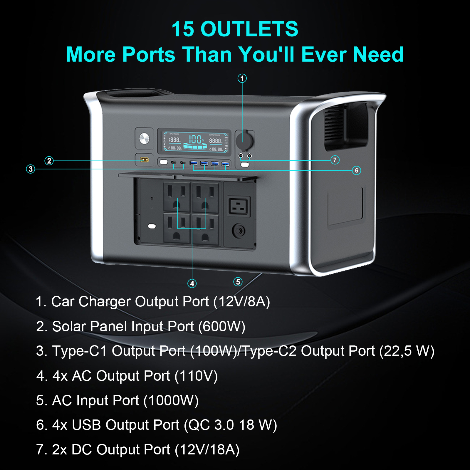 2400W 110V Camping Portable Power Station PowerBank Solar Generator 2600W 220V Lifepo4 Battery Storage RV Backup Energy System