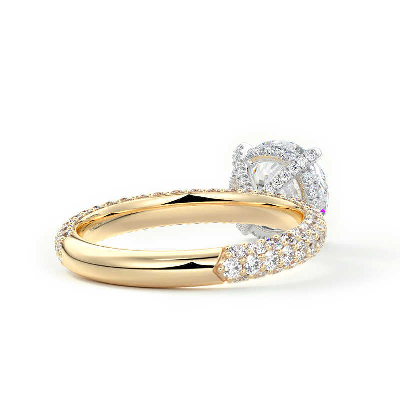 Luster Forever Romantic Jewellery 925 Silver 10K 14K 18K Triple Pave Setting Round Moissanite Ring for Wedding