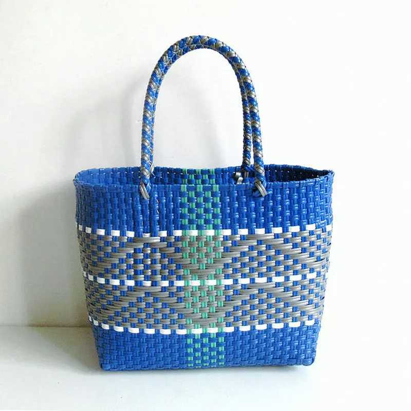 2022 Woven Handbags for Women Plastic Shoulder Bags Beach Bags Waterproof Environmental Protection Female Small Large Bags Z250219