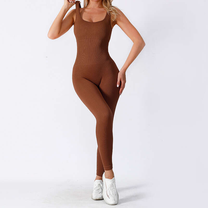 Baoshun Knitted Chest Mat Threaded Yoga Seamless sportswear Fiess Air Intensity Training jumpsuit 2025 temperament versatile new trendy clothing ins