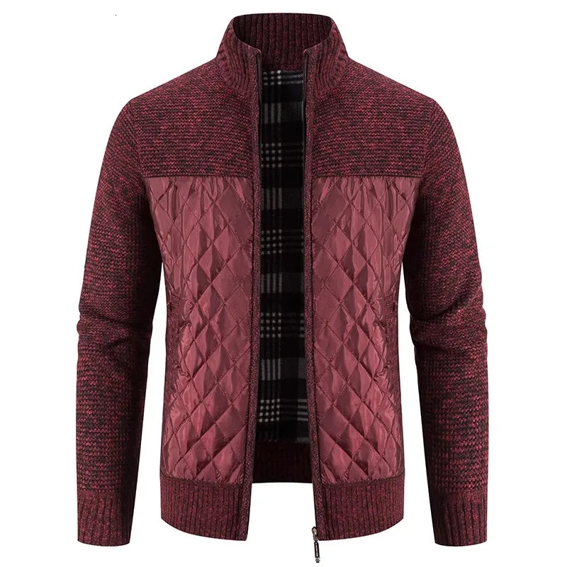 Autumn Winter Mens Jacket Slim Fit Stand Collar Zipper Men Solid Thick Warm Sweater 250214