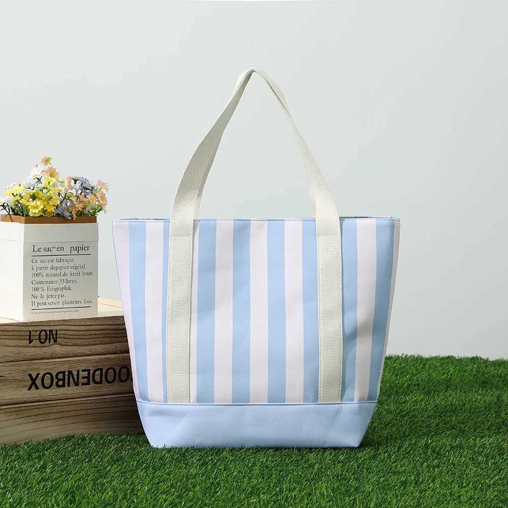 Large Striped Tote Hand Bag For Women Matching Color Cosmetic Bag Durable Canvas Shoulder Bag For Shopping Travel Outdoor Z250219