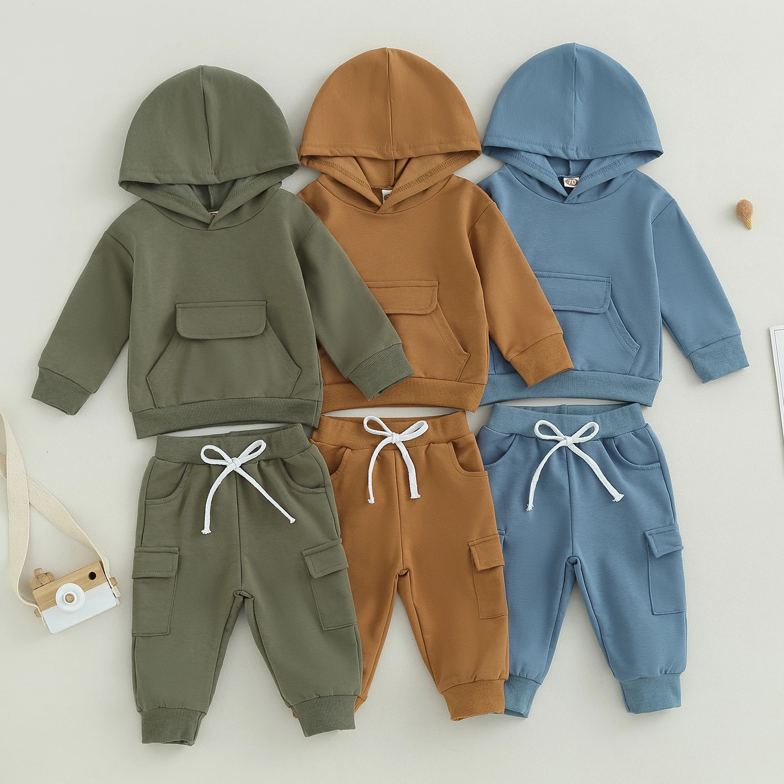 Pudcoco Infant born Baby Boys Pants Set Long Sleeve Hoodie with Elastic Waist Sweatpants Infant Clothes 0-3T 250220