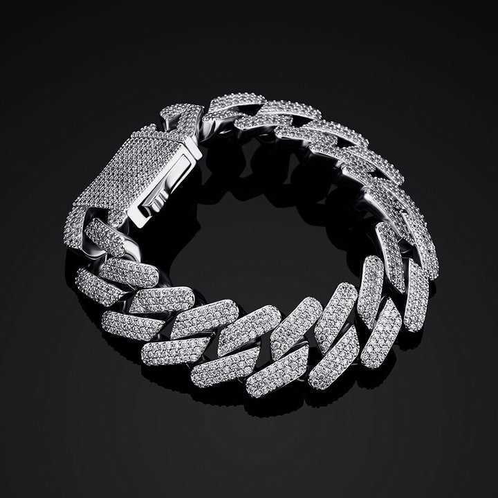 AAA Gems 18mm Miami Cuban Link Bracelet 925 Sterling Silver Jewelry VVS Moissanite Diamond Bracelet