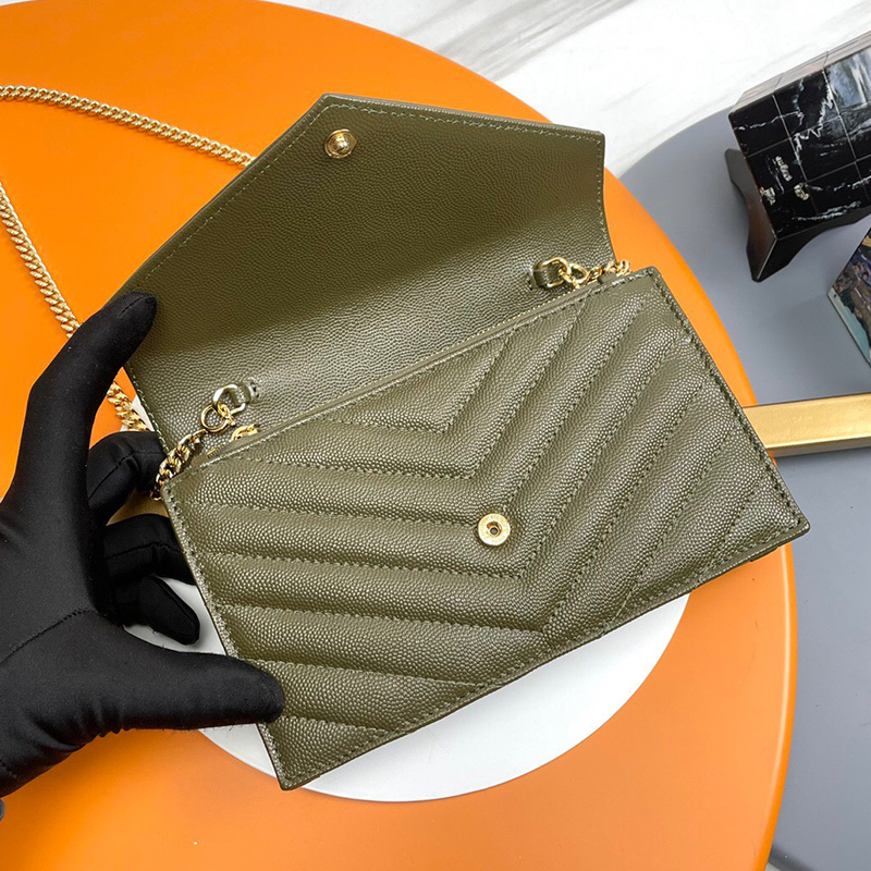 Designer shoulder bag Banquet bag mirror quality WOC classic chain small envelope bag Caviar cowhide with zipper compartment inside Fashion Bags clutch bag