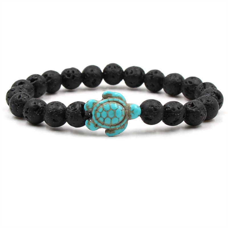 Charm Bracelets 2018 New Green Turquoise tortoise volcanic Turquoise natural stone mens and womens elastic Bracelets H25220