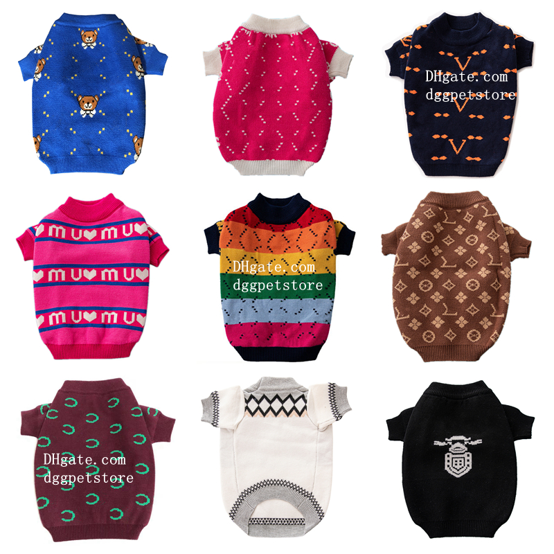 Designer Dog Clothes Luxury Dog Sweaters Soft Warm Pet Sweaters Knitted Turtleneck Cold Weather Pets Coats Puppy Cat Pullover Clothing for Small Dog Many Colors A364
