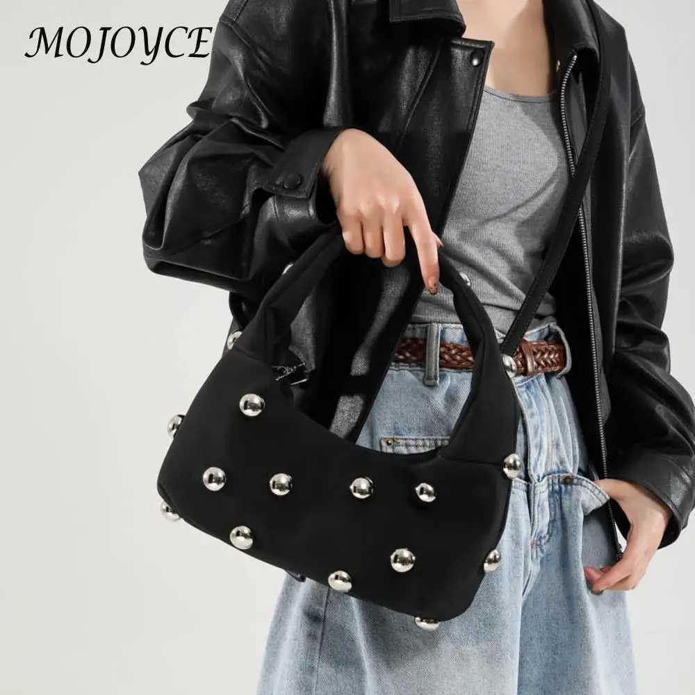 Women Faux Suede Shoulder Bag Adjustable Strap Fashion Zipper Closure Punk Style Satchel Purse Outdoor Travel Bag Y250218