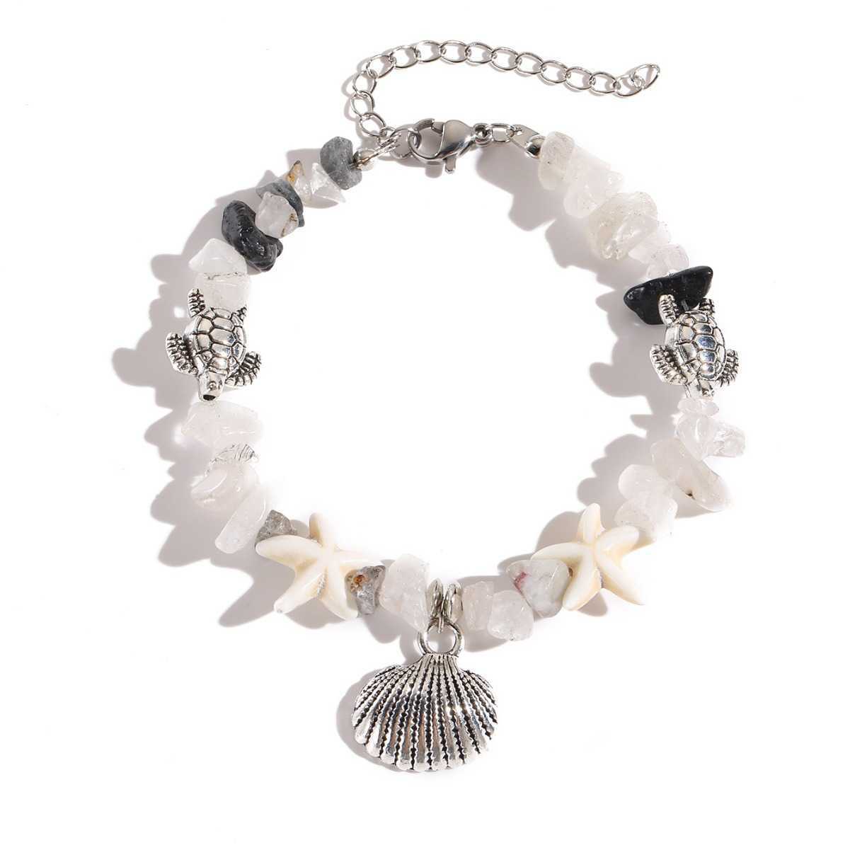 Charm Bracelets Hot selling starfish natural stone bead small fresh summer shell bracelet H25220 3 P9PY