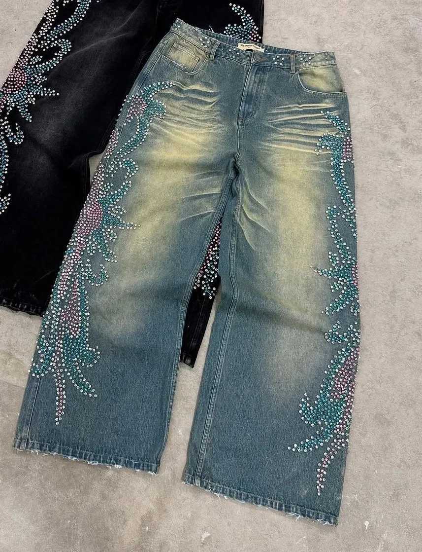 Y2K Fashion Embroidery Masonry Jeans Harajuku Hip Hop Retro Vintage Baggy Jeans Men Women Casual Straight Wide Leg Denim Pants X250220