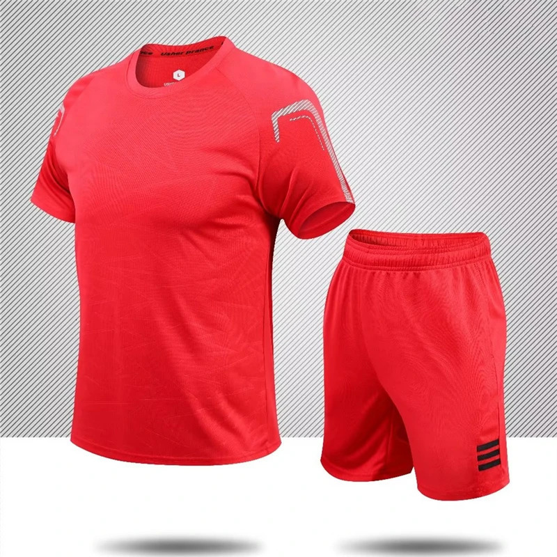 Quick drying mens short sleeved running sportswear sports training set fitness suit 250220