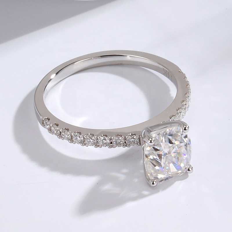Cushion Moissanite Women Ring Customized Manufacturer Silver 925 Engagement Rings 10K 14k 18K Pure Gold Wedding Moissanite Rings