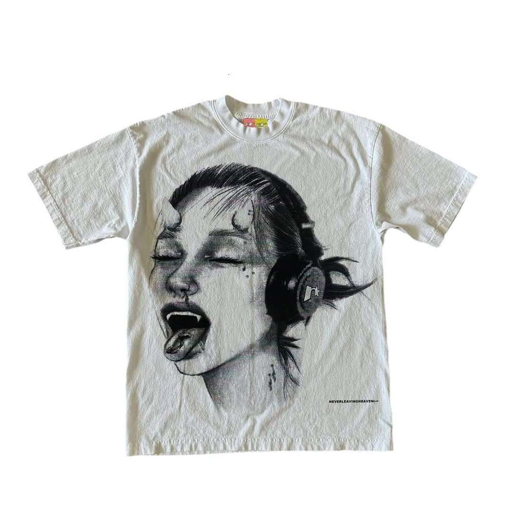 Summer y2k printed short sleeved round neck top personalized dark INS slim fit loose T-shirt