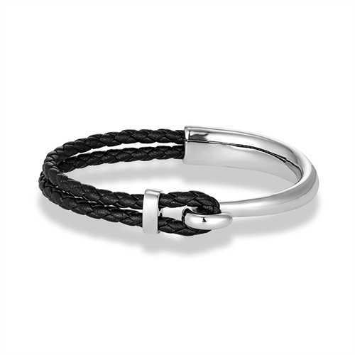 Charm Bracelets Hot selling stainless steel gold curved hook bracelet made of genuine leather for men and women classic stainless steel bracelet H2522