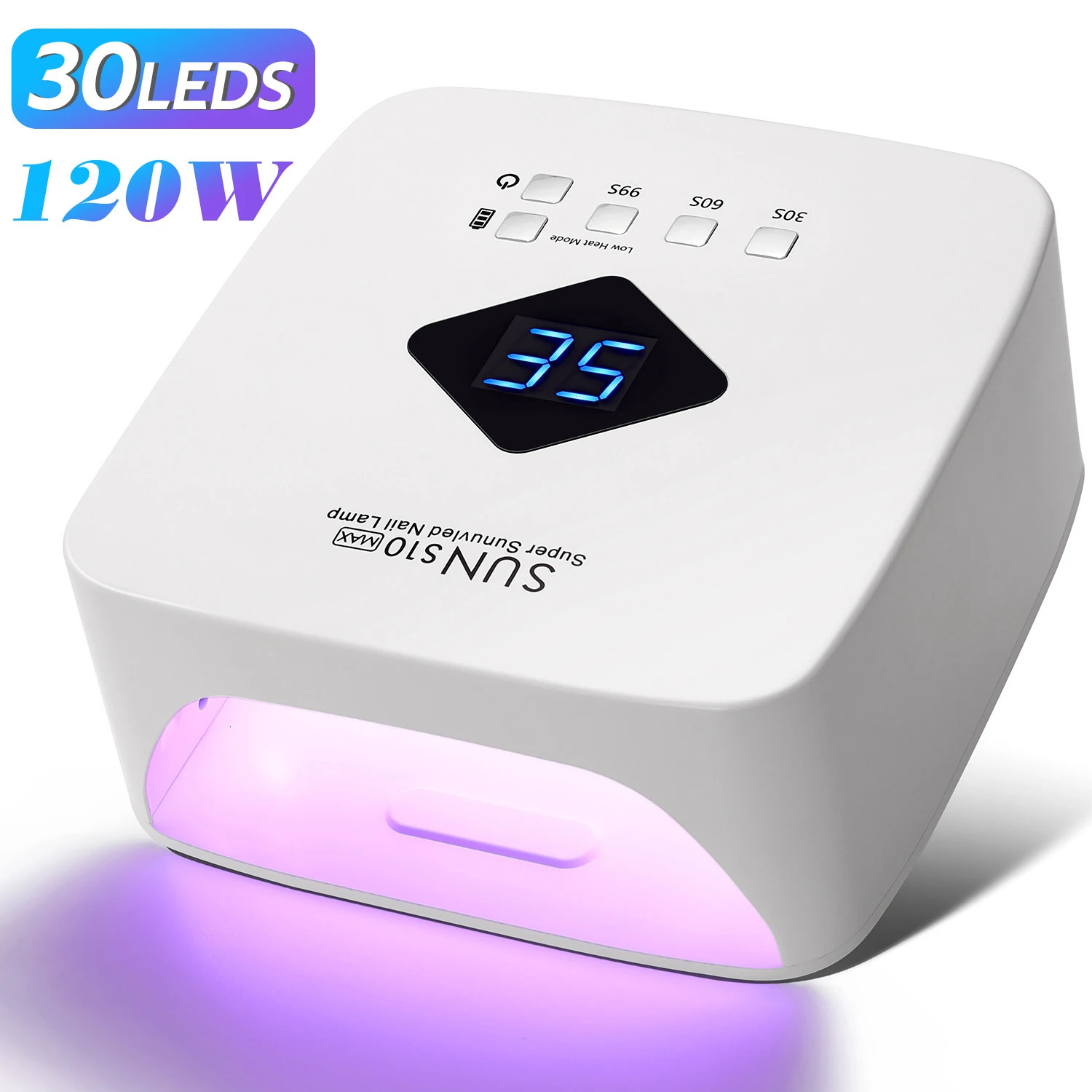 120W UV LED Nail Lamp Professional 30 LEDs Nail Dryer with 3 Timer Settings Rechargeable Manicure Lamp for Curing All Nails Gel 250214