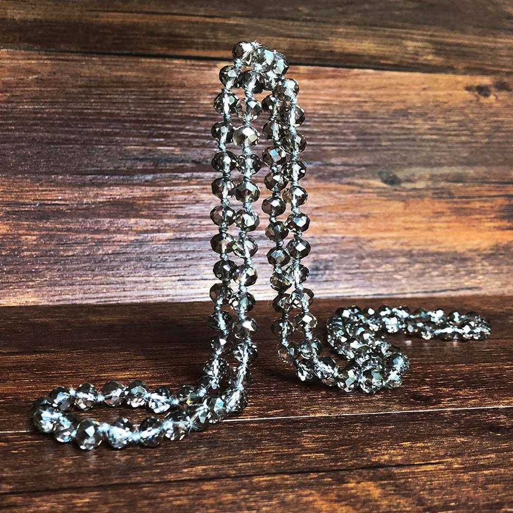 Pendant Necklaces Simple long Bohemian Necklace womens color 8mm Crystal Bead hand knotted sweater chain pendant H25219