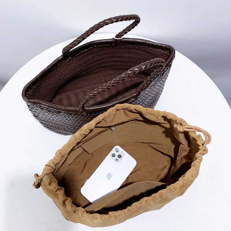England Style Handwoven Tote Bags For Women Luxury Designer Handbags And Purses 2024 New In PU Inner Pocket Underarm Shoulder Z250219