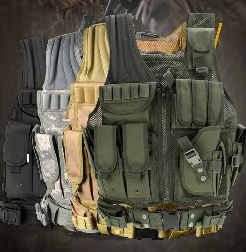 Security Tactical Men Vest Adjustable Multi-pocket Breathable Paintball Combat Gilet Tactique Sportswear Training For WargameXJ250219