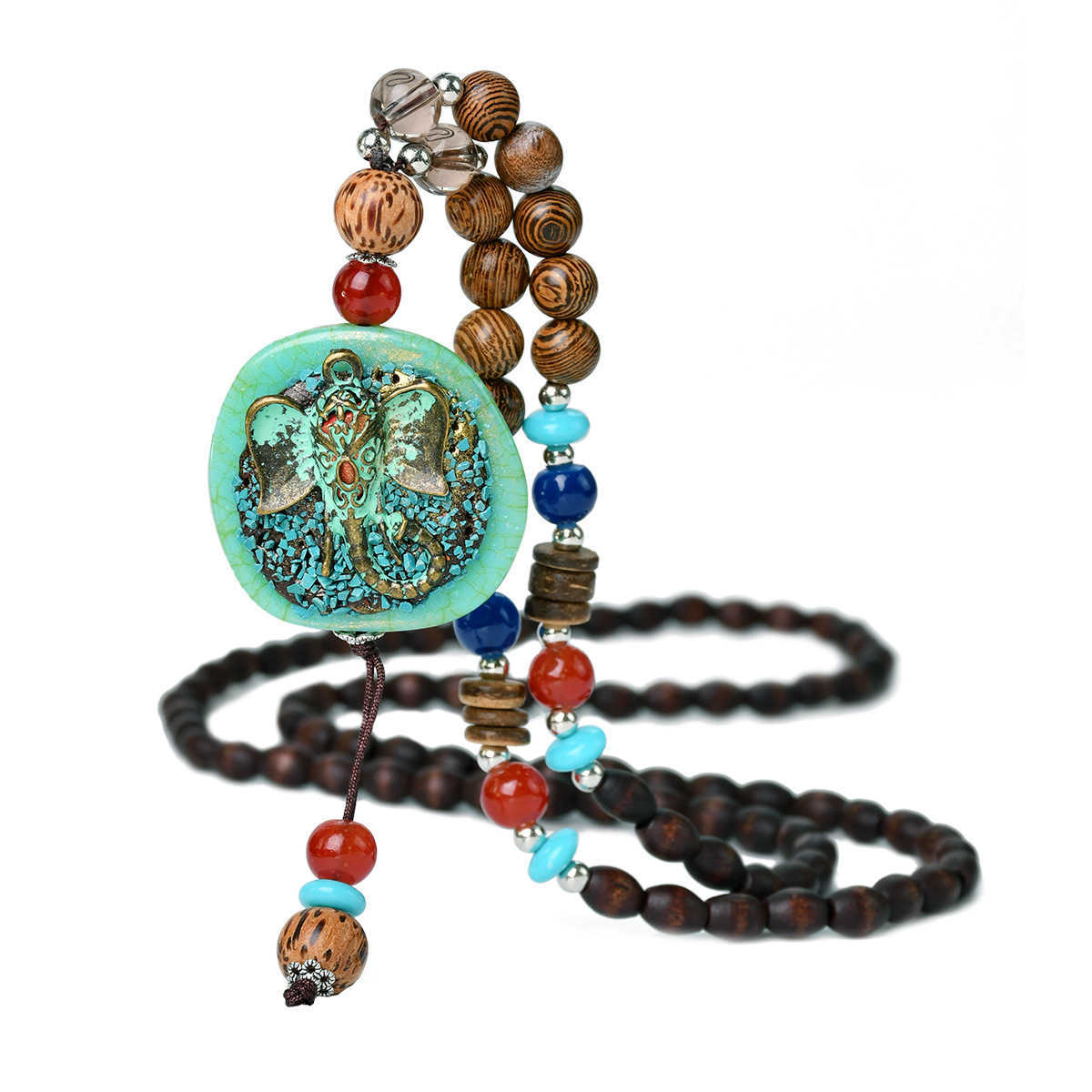 Pendant Necklaces Nepal Sweater Chain Womens Yiwu Accessories Bodhi Pendant Wood Bead Buddha Series Long Necklace H25219