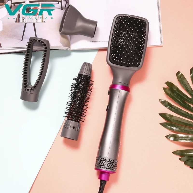 VGR 4 In Hair Dryer Brush One Step Hair Dryers Volumizer Fluffy Hot Air Brush Comb Hair Straightener Curling Wand Styling Tool W250220