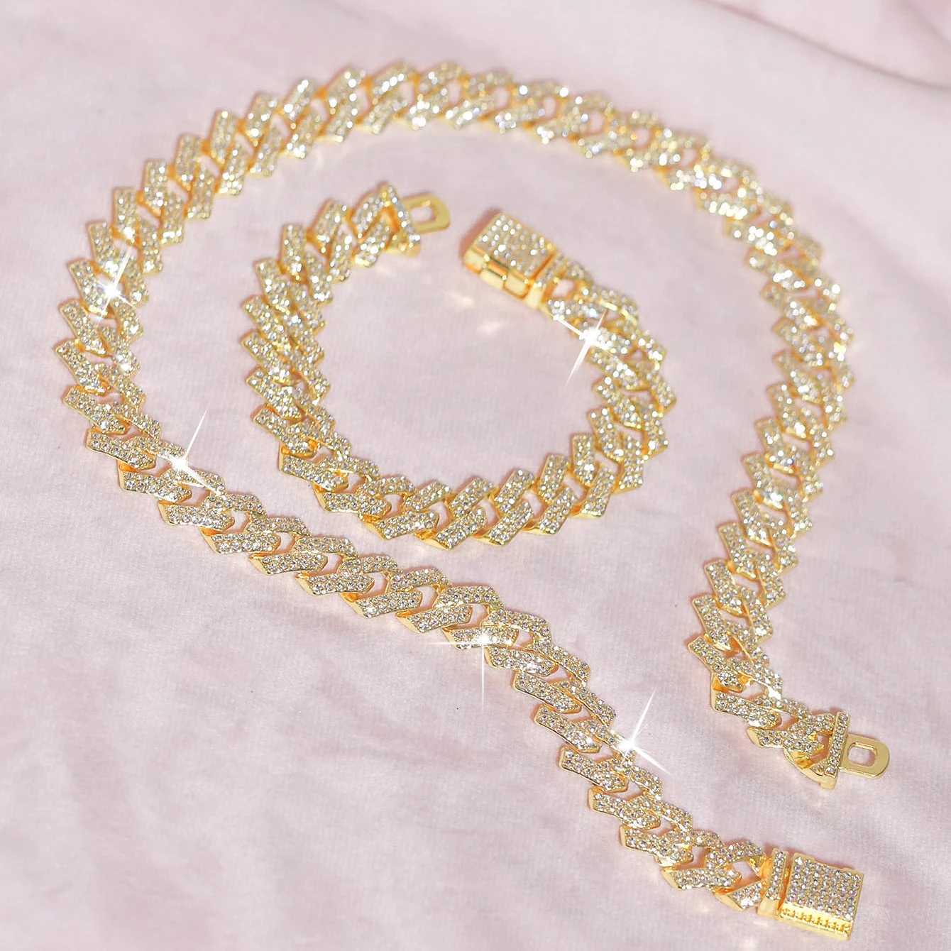 d Out Exquisite 16mm Wide Necklace Fashion Bracelet Hip Hop Jewelry Full Rhinestone Tren Jewelry Gift For Men WomenXJ250219