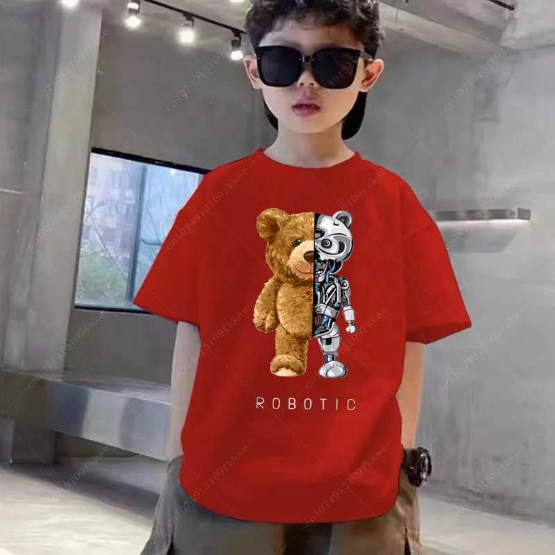 T-shirts Funny Bear Boy Girl Cute Cartoon Shirt Kid Summer Animal Anime Tops Tee Children Baby Family Group Clothes Unisex Teenager 3-14y H250220