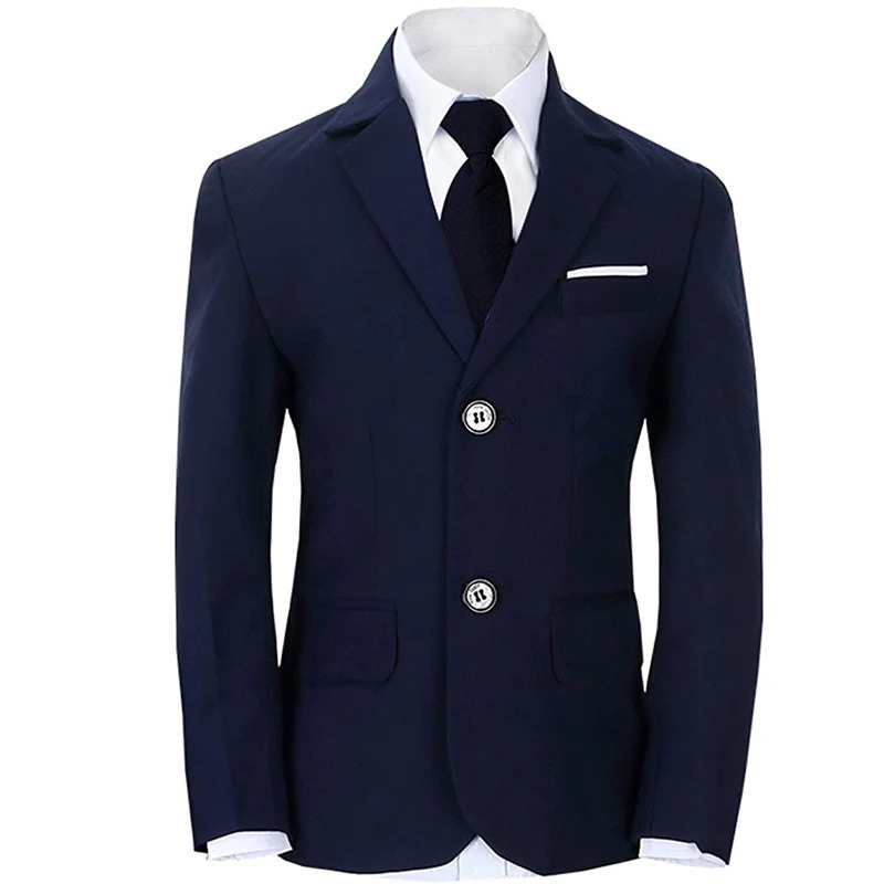 Boys balzer Formal Blue Black Slim Fit Suits Set Child Weddings Birthday Party Performance Dress Big Kids Jacket Pants Bowtie 250219