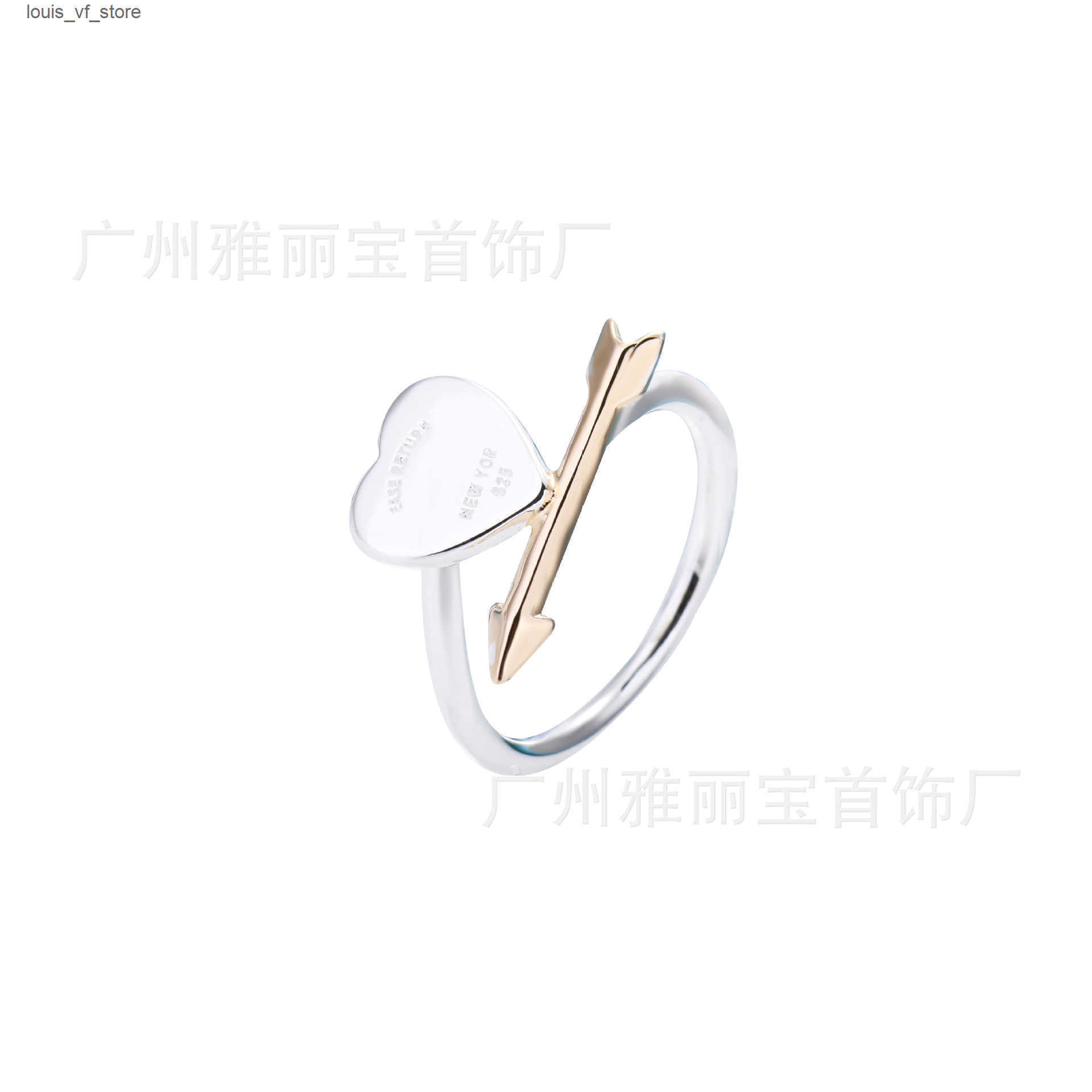 Cluster Rings High end new heart-shaped arrow ring womens white copper plated color separation 18K real gold personalized versatile high-end ring H250