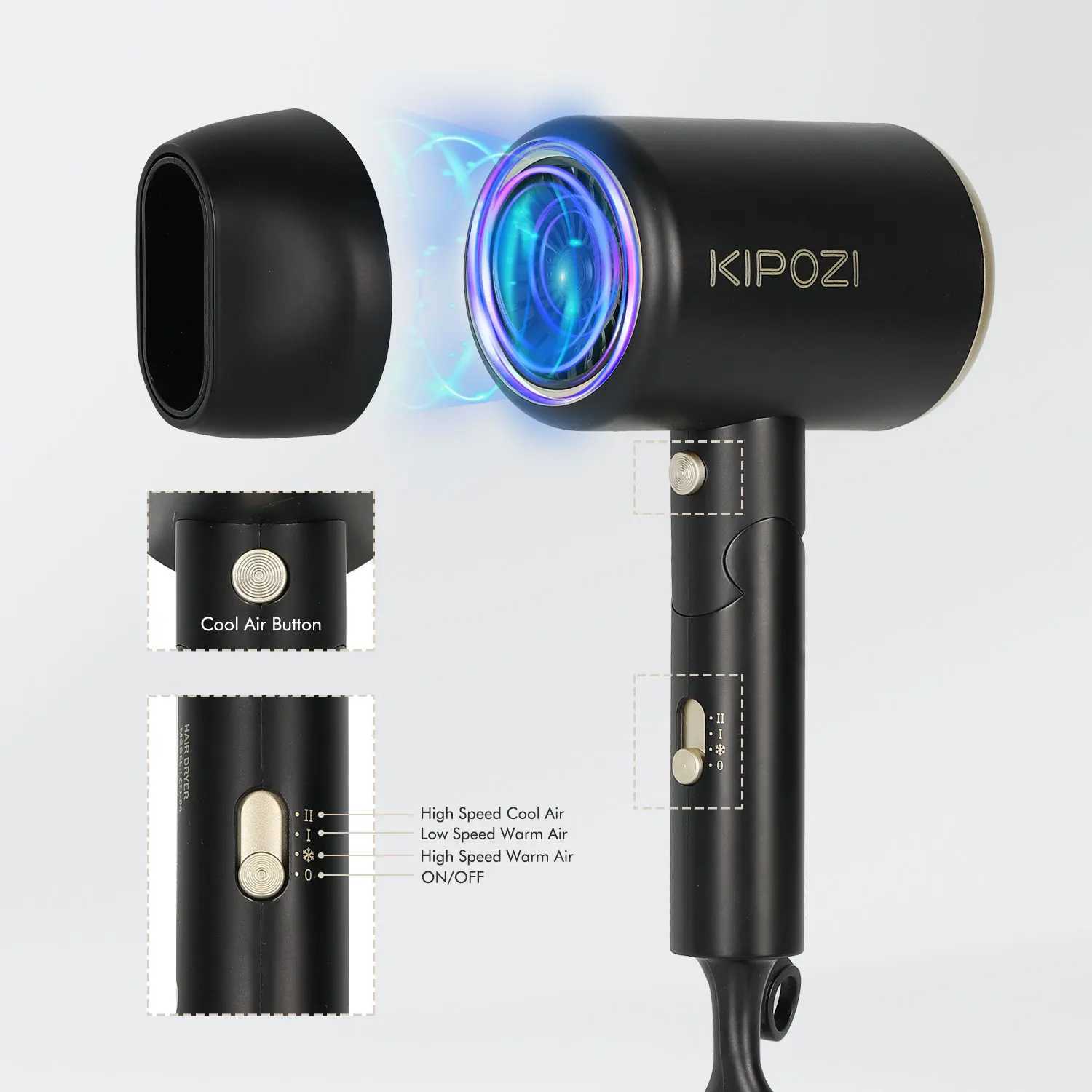 KIPOZI Folding Hairdry 875W Low Noise Constant Temperature Quick Drying Suitable For Home Travel Hair Dryer Dormitory Blow Three W250220