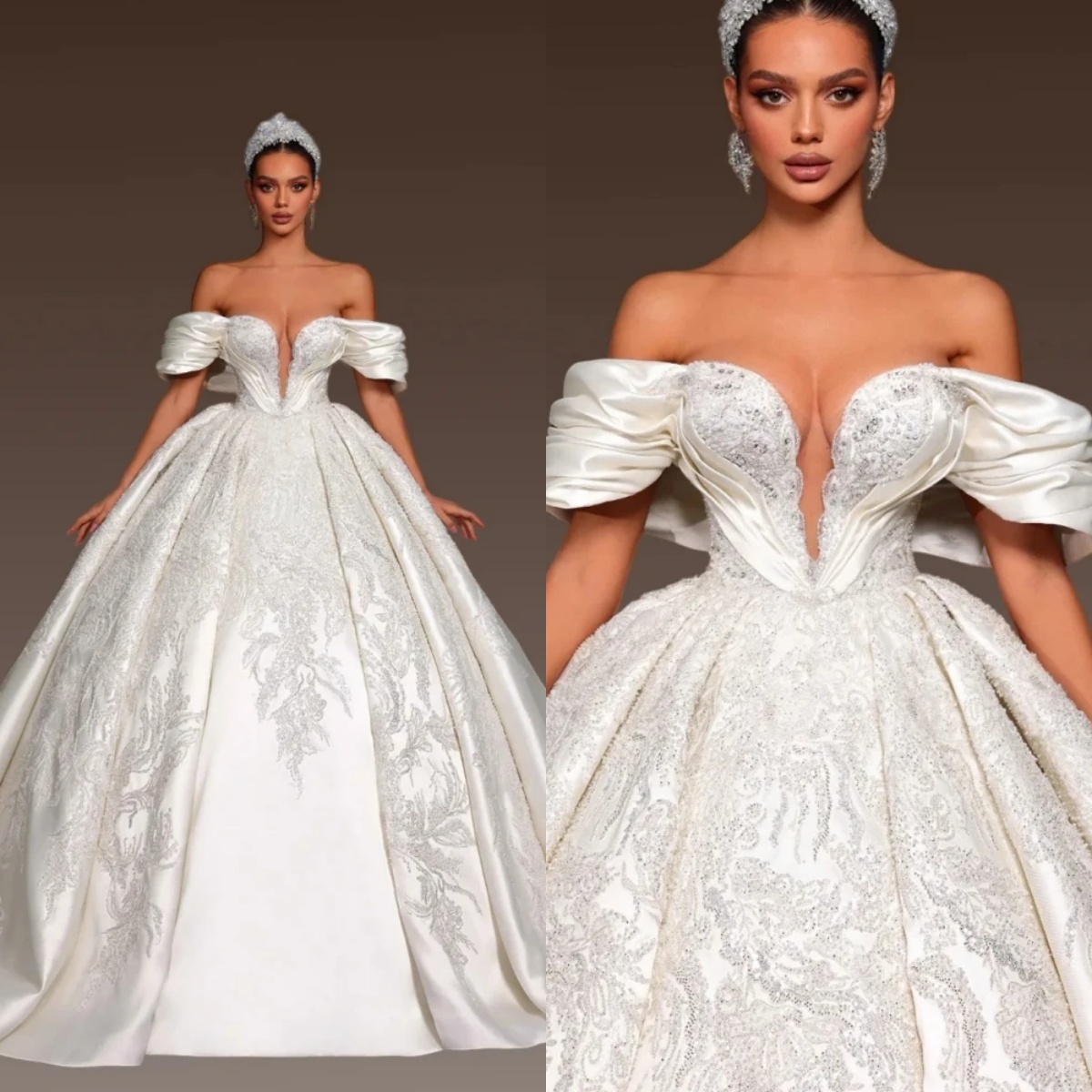 Exquisite Ball Gown Wedding Dress For Women Sweetheart Neck Sleeveless Bridal Gowns Appliques Sweep Train Dresses Custom Made vestidos de novia